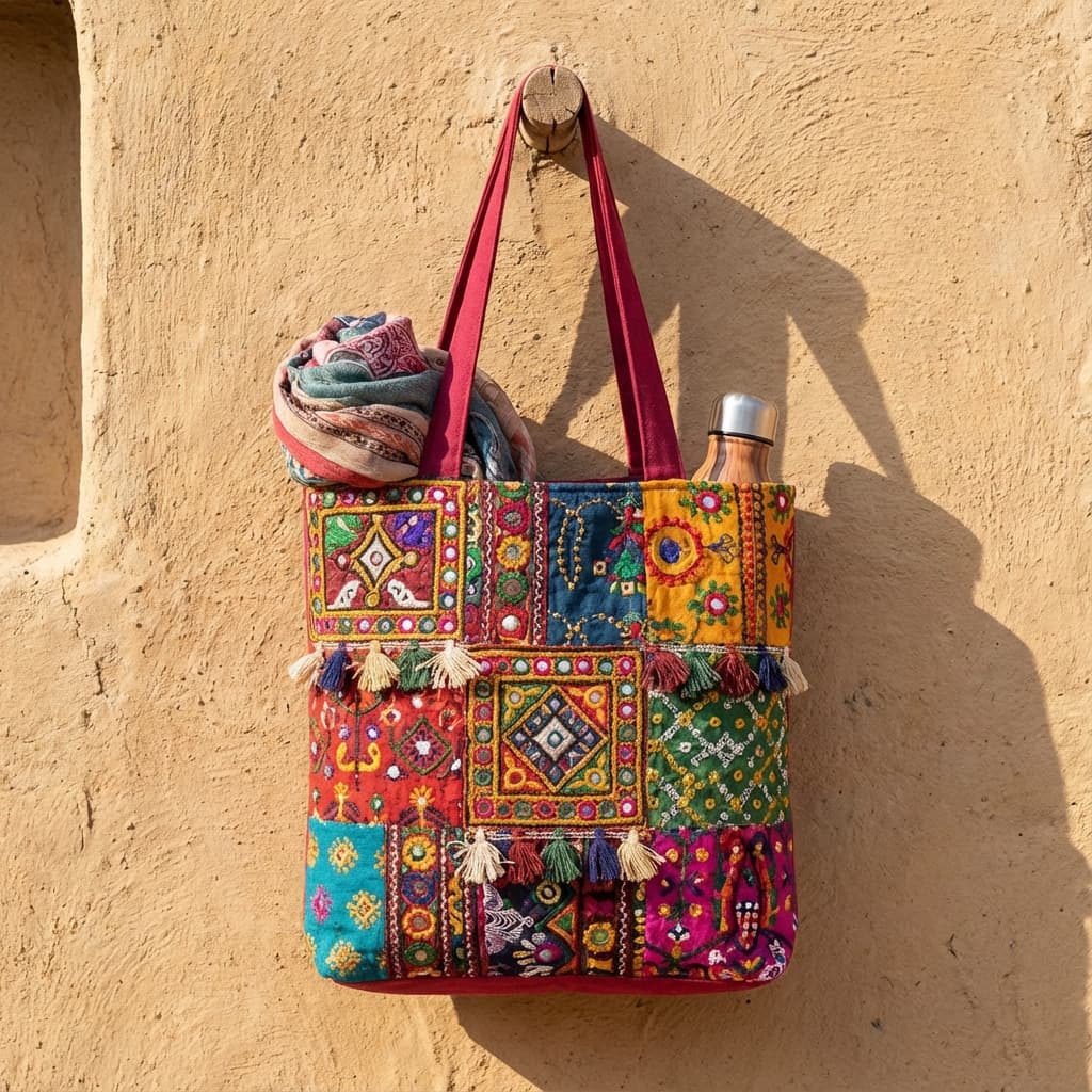 Handmade Fabric Bag - ہاتھ سے بنا کپڑے کا بیگ - Pahari Naturals